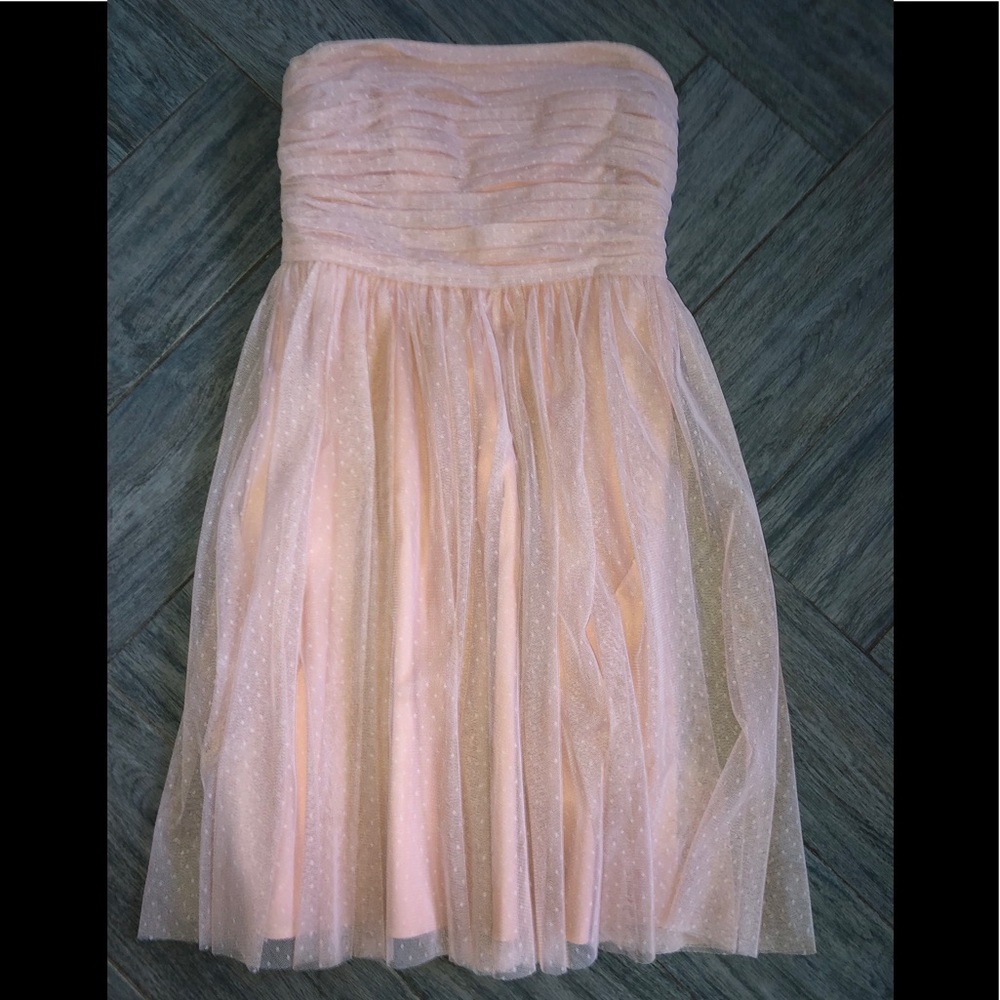 Ann Taylor toule dress mesh strapless Swiss dot 2